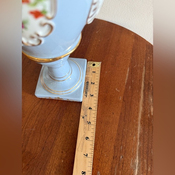 Vintage ST REGIS Blue Porecelain Vase 13.5" Hand Painted Flower Gold Busts - Picture 7 of 8